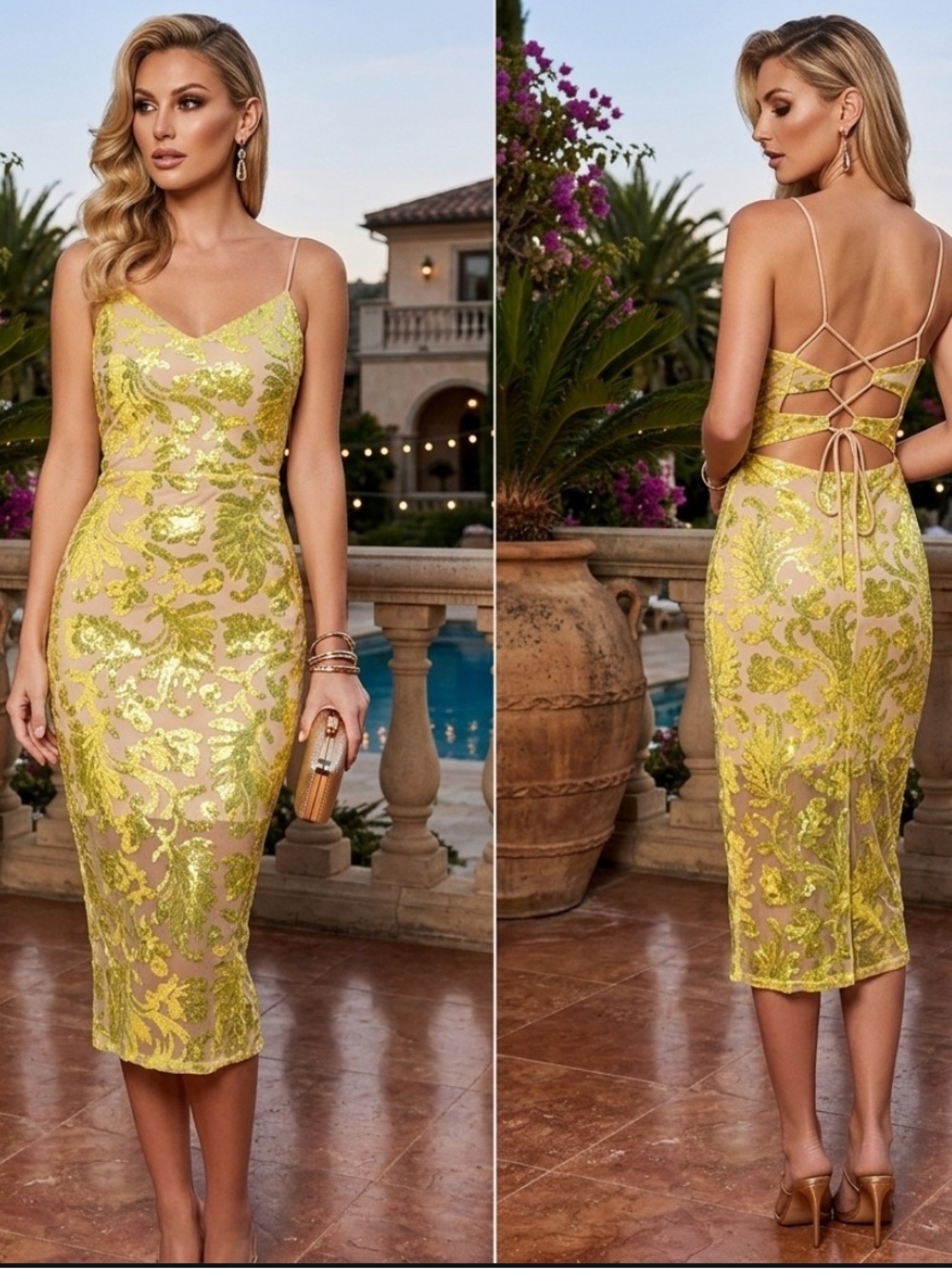 $149 Bebe Sequin Sparkle Lace Back Cocktail Birthday Party Wedding Guest Dress